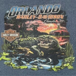 H-D Orlando T-shirt Men’s XXL Blue Alligator Swamp Motorcycle